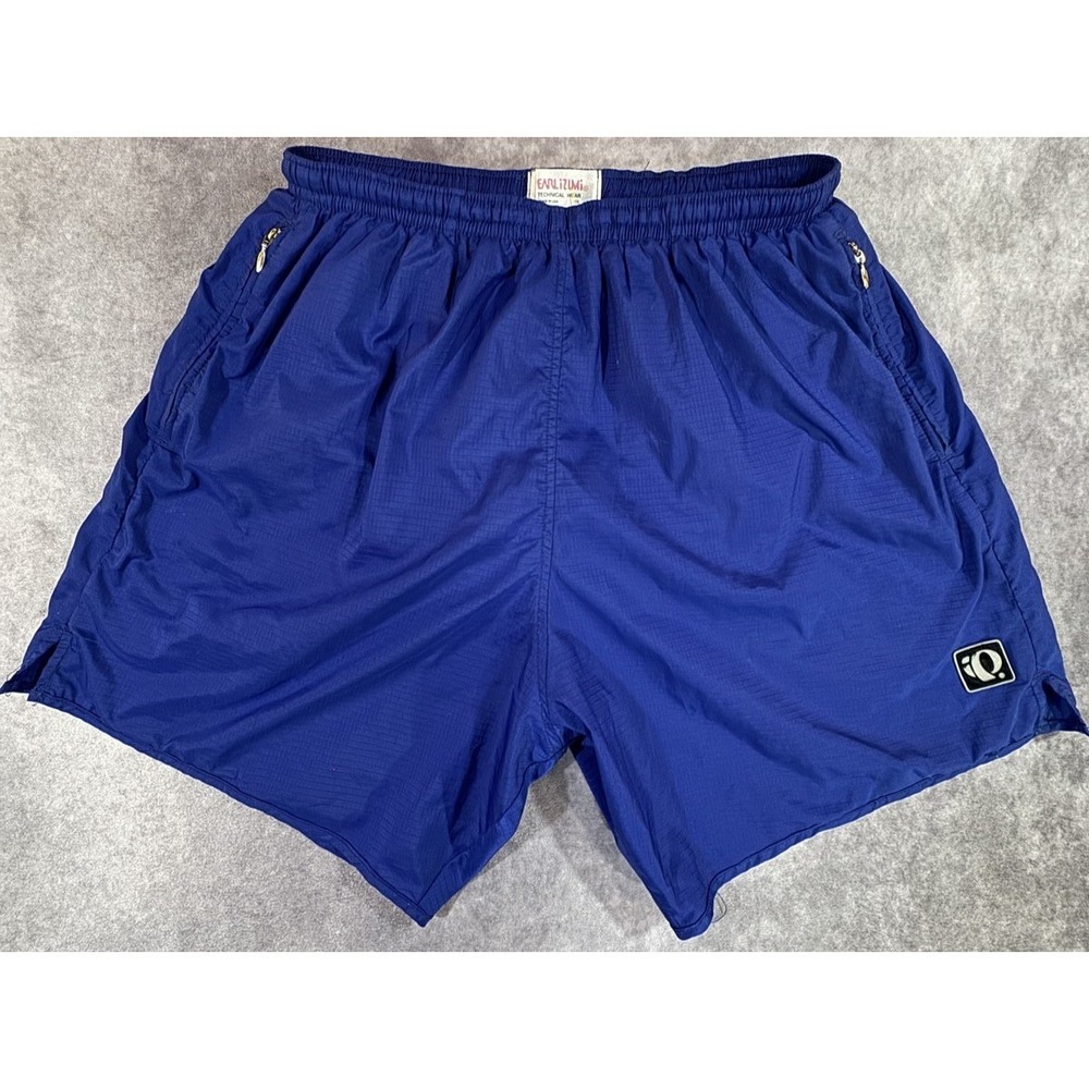 Vintage Pearl Izumi Technical Running Shorts Size 10 Blue USA Made Lined Zip